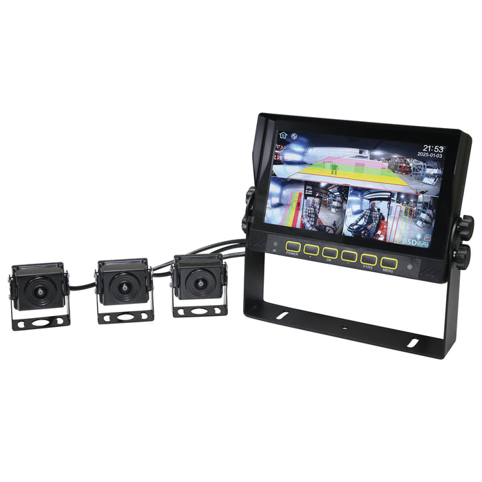 Tri-View 3-Way Wired AI Reverse Assist Forklift Camera System