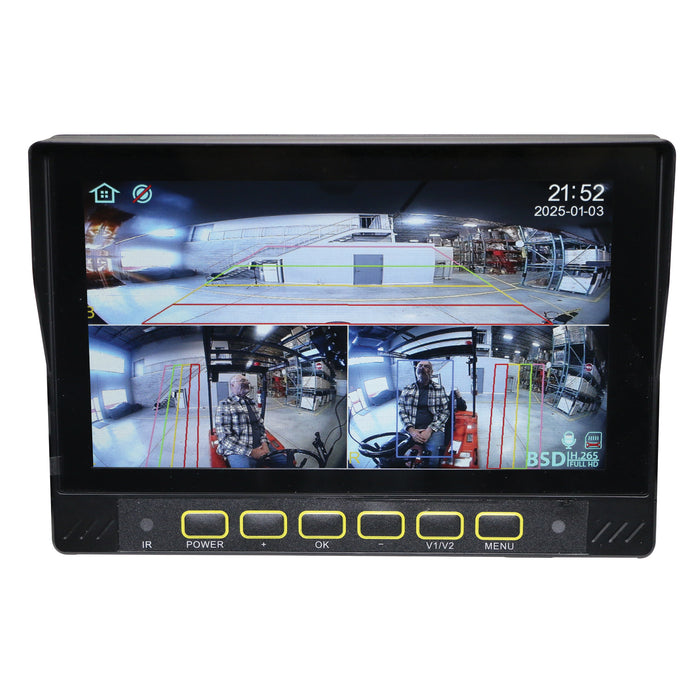 Tri-View 3-Way Wired AI Reverse Assist Forklift Camera System